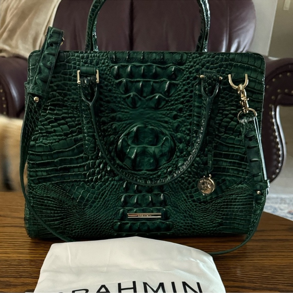 Brahmin EMERALD small finely with matching Cordelia wallet